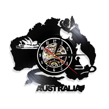 Austrália Símbolos Da Ópera De Sidney Canguru, Coala Crocodilo De Arte Decorativa, Relógios De Parede Criativo Disco De Vinil Relógio De Parede Decoração  5