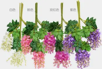 75cm Romântico Flores Artificiais Simulação de Wisteria Videira Curto de Seda Planta de Casa de Festa de Casamento a Decoração do Jardim  10
