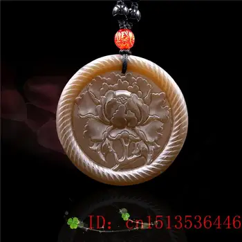 Brown Jade Rose Pingente Carved da Flor Natural Amuleto Mulheres Jadeite Moda Charme para Presentes Colar de Jóias Chinês  5