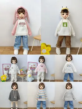 Roupas de boneca camiseta listrada de manga comprida camisola de desgaste para a 30cm 1/6 BJD YOSD boneca acessórios  5