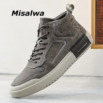 Misalwa Alta Superior a dos Homens Casual, o Tênis de Camurça de Couro coreano Outono Sapatos de Skate Rapazes Sapatos de Escola  5