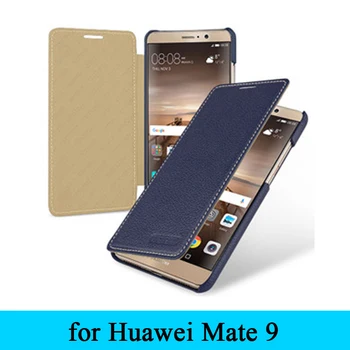 Clássico Design de Moda de Telefone Caso de Vaca 100% Couro Genuíno de Negócios Telefone Flip Cover Protetor de Pele para Huawei Companheiro de 9 Mate9  5