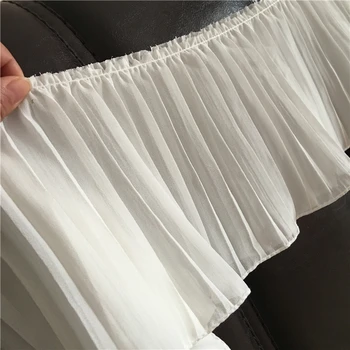 17cm branco,preto de alta qualidade chiffon plissado laço de tecido de decoração DIY vestido de materiais de vestuário  10