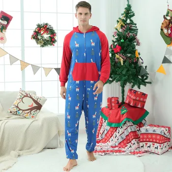 Natal da família de Uma Peça de Pijama Homens Papai Chifres de Alce Hoodies Família Pijama Loungewear Loungewear Macaquinho мужская пижама#8  10