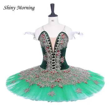 ballet vestido Profissional de Ballet Tutu verde Adultos tutus de balé Clássico ,Black Swan lake saia tutu quebra-nozes trajes verdes  5