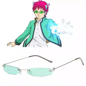 Anime Desastrosa Vida De Saiki K. Cosplay Adereços Kusuo Saiki Óculos Verde Lente De Óculos De Sol Pequeno Quadro Diário Cos Moda  5