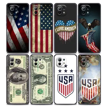 Dólar americano Bandeira dos EUA de Silicone Coque de Caso Para o Xiaomi Mi 9 9se 8 10 10T A2 Lite 10, 9T CC9 Nota 10 Pro 9Lite 5G Tampa Fundas  5