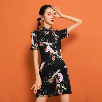 Verão Nova Mulher Modificado Cheongsam Jovens Pouco de Estilo Chinês, Menina Curto Vestido Cheongsam  10