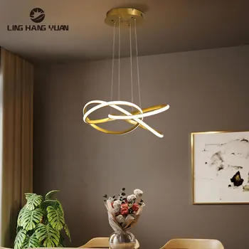 Led moderna luminária Pendente de Ouro luminária Para sala de Jantar Cozinha sala Quarto Pendurar a Lâmpada de 110V 220V Luminárias de Teto  5