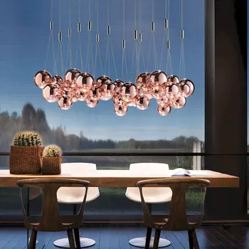 A Moda moderna de Bola de Vidro Bolha Lustre Criativo Simples de Três pontas Restaurante Lâmpada LED Nórdicos Bar Café Lâmpada Decorativa  5