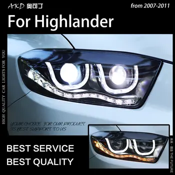 Estilo carro de Farol para Highlander Faróis 2007-2011 Kluger Farol do DIODO DRL Escondeu a Cabeça de Anjo Lâmpada Olho Bi Xenon Acessórios  5