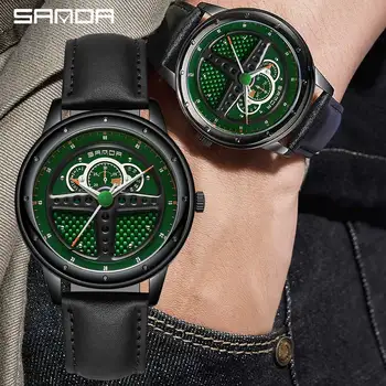 As melhores marcas de Luxo, Relógios de homens de Carro Volante Modelo 3D Impermeável Relógio de Aço Inoxidável de Quartzo Homens de Negócios relógio de Pulso  5