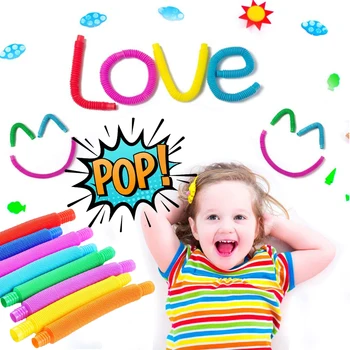 Pop Tubos Sensorial Brinquedos para Adultos e Crianças Engraçado Autismo Stress Plástico Fole Crianças Squeeze Brinquedo se Mexer Apaziguador do Stress Brinquedos  5