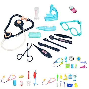 1 Jogo De Simulação De Profissionais Em Miniatura Médico De Brinquedo Interativo Rico Acessórios Estetoscópio Médico De Crianças Jogar Fingir Kit De Brinquedo  5
