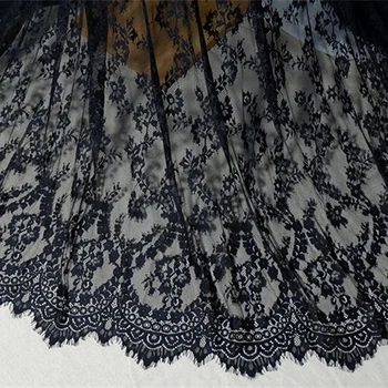 Francesa Chantilly Cílios Laço de Tecido de Cor Preta, Bordado de Flor de DIY, Decoração Acessórios de Costura V2363  4