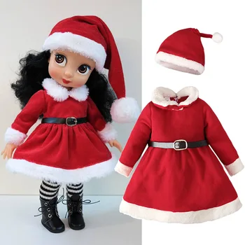 Criança Bebê Meninas de Natal Roupa de Manga comprida de Veludo Vermelho Princesa de Pele, Vestido com Cinto de Crianças de Santa Presentes de Natal  1