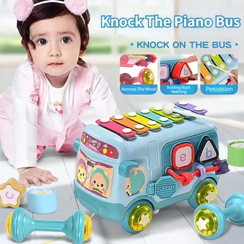Bebê Música Mão Bater Piano de Ônibus de Brinquedo Dois-em-um Pequeno Xilofone Infantil Crianças de Música de Brinquedo de ensino de um Instrumento Musical de Piano  4