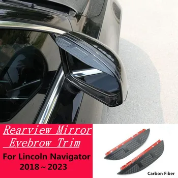 Para Lincoln Navigator 2018-2024 Carro De Fibra De Carbono, Espelho Retrovisor Espelho Viseira Capa Vara Guarnição Escudo Da Sobrancelha Acessórios Chuva  5
