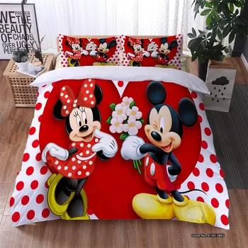 Bonito dos desenhos animados do Mickey Edredom Edredom Fronha matéria Têxtil Home 3D Digital Impressa de Solteiro e cama de Casal King e Queen Size, roupas de Cama  5