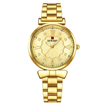 Ouro Marca De Luxo Mulheres De Quartzo Diamante Relógio De Pulso Analógico Relógios De Quartzo Moda Luminosos Relógios Feminino Relógio Zegarek Damski  5