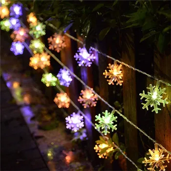 12m floco de Neve LED Luzes de corda Luzes de Fadas Luzes LED Solar Powered Garland 2023 Ano Novo Decorações de Natal Noel Navidad  5