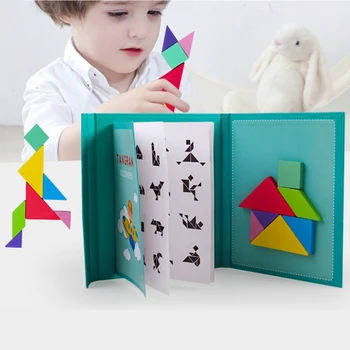 Quebra-cabeça 3D Puzzle Jogo Tangram Montessori de Aprendizagem, de ensino de Desenho, Jogos de Tabuleiro Brinquedo Presente para crianças  5