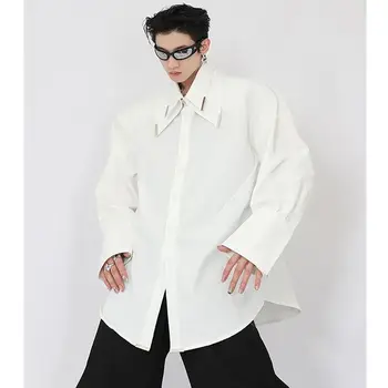 2022 Novos Rapazes de Manga Longa de Algodão Camisa Branca Primavera Verão Bonito Homens Destacável com Duplo Lapela blusas de Gola  5