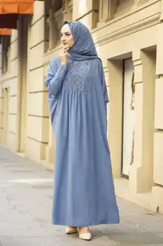 Otomano Xale Ferace Dupla Terno E-Indigo Inverno Outono 2021 Mulheres Muçulmanas Hijab, véu islâmico da Turquia  10