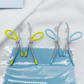 Novo brilhante serpentinas de brincos para mulheres punk design de moda o amarelo e o azul prata 925 esterlina de orelha studs exagerados, jóias  5