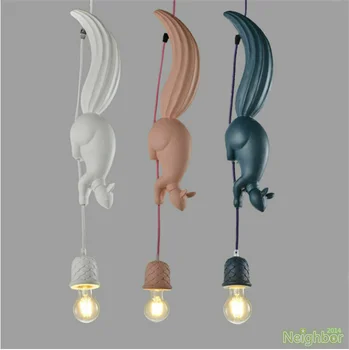Moderno Resina Esquilo Led Luzes Pingente Animal Pendurar a Lâmpada de Iluminação de Teto Quarto Luminárias Casa Decorativas luminárias  5