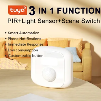 Tuya Função 3 em 1 PIR+ Sensor de Luz + Scene Switch wi-Fi Zigbee Humanos Detector de Movimento Infravermelho de Alta Precisão Ultra Baixa Potência  5
