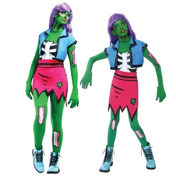 novos Trajes de Halloween Para as Mulheres de Terror Zumbi Traje Feminino Sexy Esqueleto cosplay, Roupas de Halloween Macacão Bodycon para adultos  0