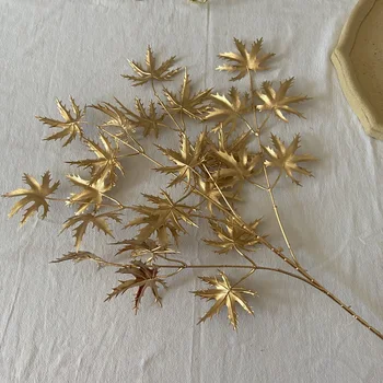 2pcs de Imitação de ouro flores decorativas folhas de ginkgo arroz ouvidos penas de lavanda, folhas de plástico varejo atacado  10