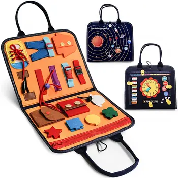 Criança Ocupado Conselho Montessori de Aprendizagem Sensorial Precoce Brinquedo Educativo para o desenvolvimento de Habilidades Básicas, de Vestir,de Contagem,de Palavras de Ortografia  4