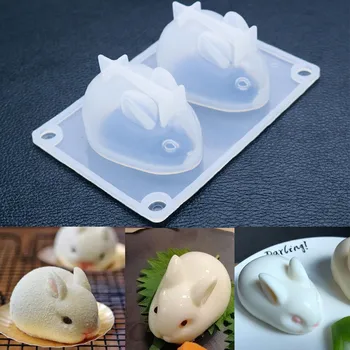 3D Molde de Silicone Lindo Coelho de Porco Animal Molde do Enfeite de Molde a Decoração do Bolo Ferramentas de Silicone do Molde de Resina Molde do Bolo Kawaii Presente  5