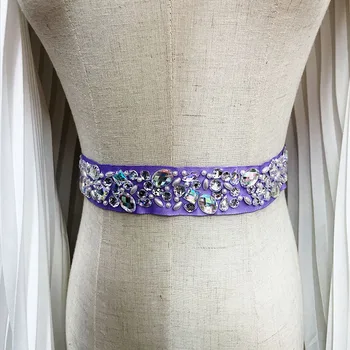 1 Pc Artesanais de costura Strass Correia AB Cor Frisado Diamante Casamento Dresss de Noiva Cinto de Cristal Fita de Desbaste YB006  10