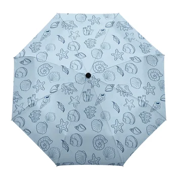 Oceano Shell de Estrela-do-mar de Verão, Guarda-chuva para Viajar ao ar livre Masculino Feminino Guarda-Chuva Totalmente automático Impresso Guarda-chuva  5