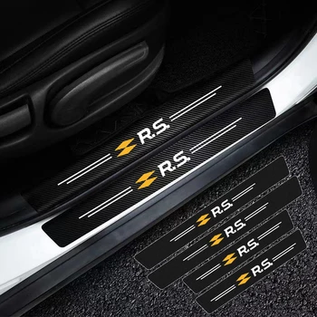 Para a Renault RS Linha Clio Megane Scenic laguna Logan Koleos Sandero Fibra de Carbono Porta do Carro Limite de Peitoril Adesivo de Carro Acessórios  5