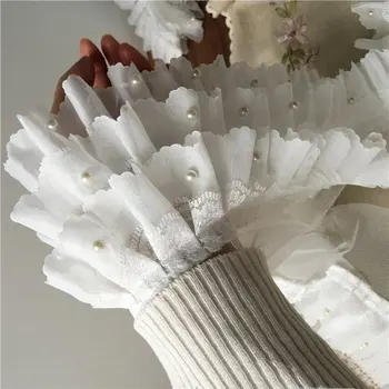 3Y/muito DIY de Renda Acessórios de Três Camadas de Chiffon Branco de Rendas Grânulos de Saia Vestido de Punho Boneca  5
