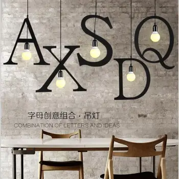 Tieyi letra em inglês lustre personalizado lâmpada de restaurante, café, bar, loja de roupas combinação de letra Lustre  5
