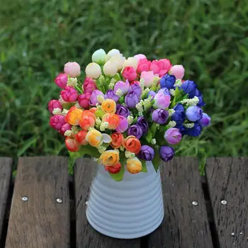 1pcs DIY, Decoração Artificial Rose Flores de Seda 15 De Flor na Cabeça Folha de Casamento Nupcial Hortênsia Decoração  10