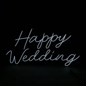 Casamento feliz Sinal de Néon Personalizada Para a Festa de Casamento Decoração DIY DIODO emissor de Luz, Sinal Personalizados Grátis empresa de Design de Logotipo Nenhum MOQ  5