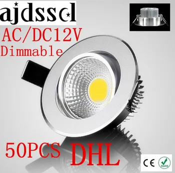 50PCS/monte Super Brilhante LED Recessed Downlight Dimmable da ESPIGA 3W 5W 7W 12W CONDUZIU a luz do Ponto do DIODO emissor de decoração de Teto Lâmpada AC/DC 12V  3