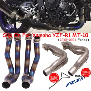 De Exaustão da motocicleta Escape Modificado de Liga de Titânio Frente Link Tubo de Moto Escapamento Tubo Para a Yamaha YZF-R1 R1 MT-10 MT10 de 2015 2021  5