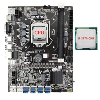 NOVO-B75 8 GPU Mineração placa-Mãe+I7 3770 CPU Conjunto Para BTC/ETH 8 USB3.0 Para PCIE 1X GPU Ranhura LGA1155 DDR3 RAM Slot SATA3.0  10