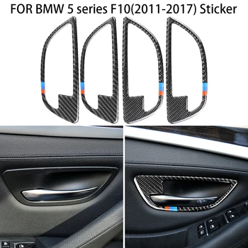 A Fibra de carbono Carro pega Interior da Porta Frame Decoração, Apropriado PARA o BMW Série 5 F10(2011-2017) Autocolante  5
