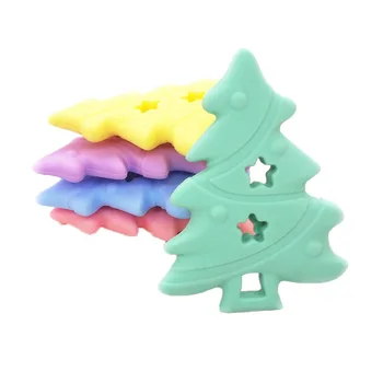 Chenkai 10PCS BPA Livre de Silicone Árvore de Natal Teether Cartoon Bebê Chupeta de Silicone Para DIY Infantil Colar de Dentição Cadeias  1