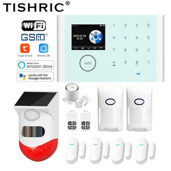 TISHRIC CS118 Tuya Alarme da Porta de Casa Inteligente sem Fio Campainha de Alarme Home Wi-Fi/GSM Teclado de Toque de Voz Alarme Anti-roubo Para o Google  5
