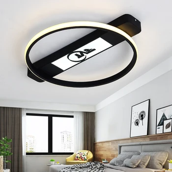 Redonda Moderna de Teto LED dispositivos Elétricos de Iluminação da Moda Preto Branco Lâmpada de Teto Sala de estar Plafondlamp Ferro Lamparas De Techo  5