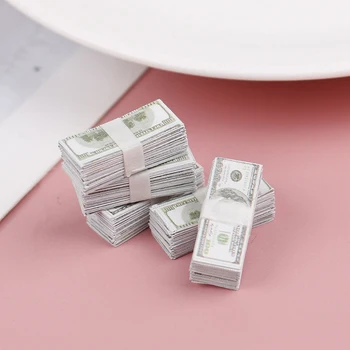1set Divertido Mini Dólares de Dinheiro em Miniatura de Notas de Brinquedos para as Crianças Presentes de Casa de bonecas Acessórios Fingir Paly  5